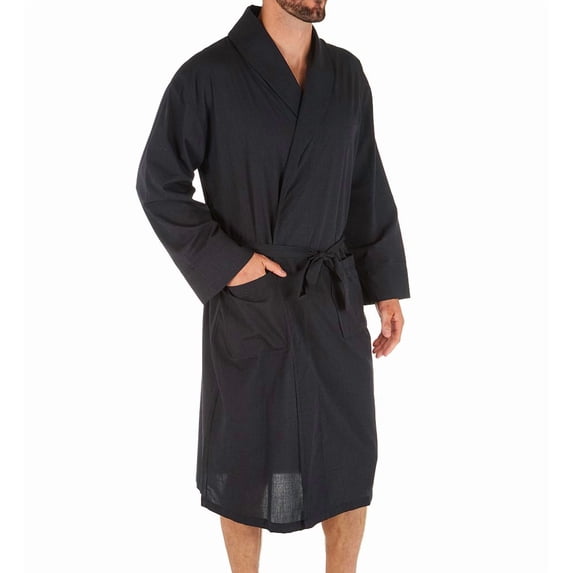 Men's Hanes 4204 Woven Shawl Robe (Black XL/XXL)