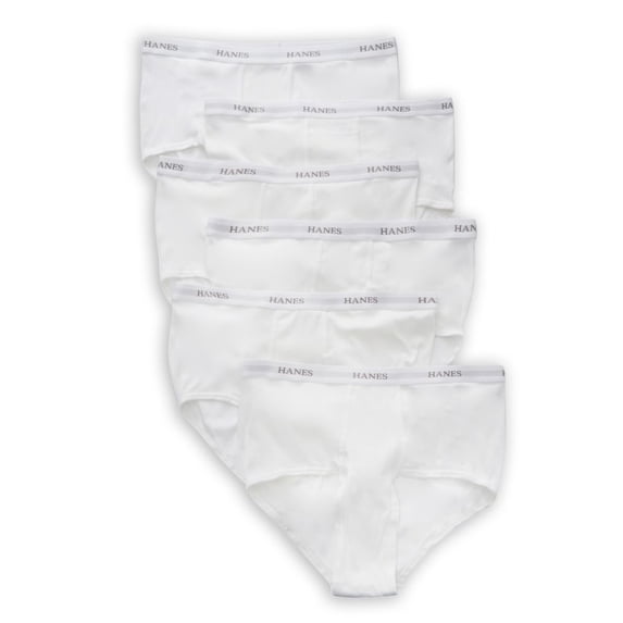 Men's Hanes 7764W6 Premium Cotton Full-Cut White Briefs - 6 Pack (White 2XL)