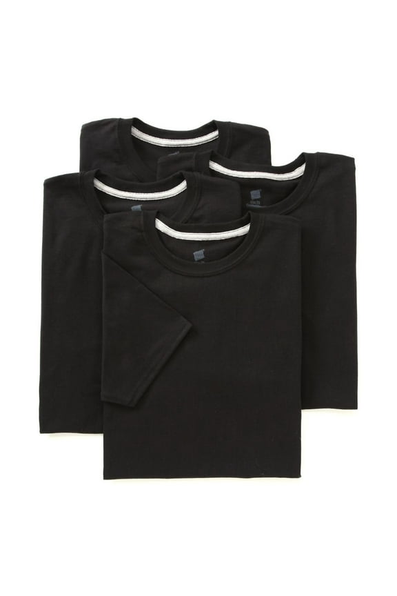 Men's Hanes CST14 ComfortBlend Slim Fit Crew T-Shirts - 4 Pack (Black S)