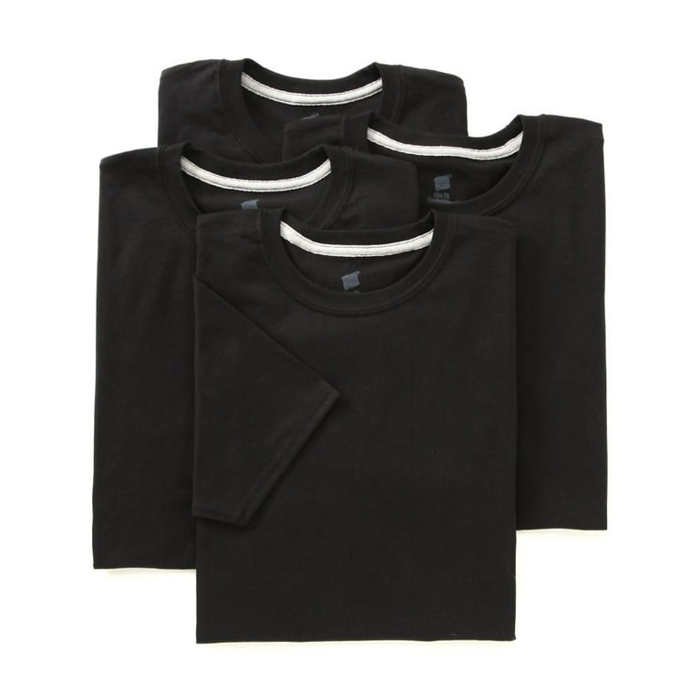 Men\'s Hanes CST14 ComfortBlend Slim Fit Crew T-Shirts - 4 Pack (Black XL)