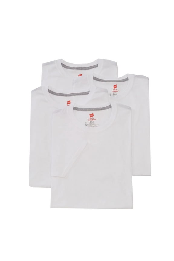 Men's Hanes CST14 ComfortBlend Slim Fit Crew T-Shirts - 4 Pack (White 2XL)