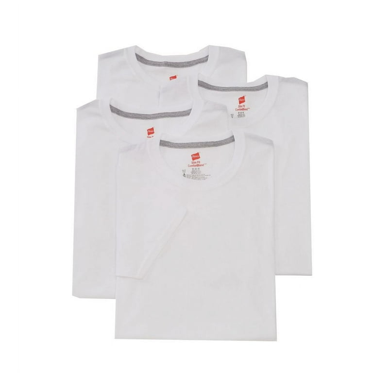 Men s Hanes CST14 ComfortBlend Slim Fit Crew T Shirts 4 Pack White XL