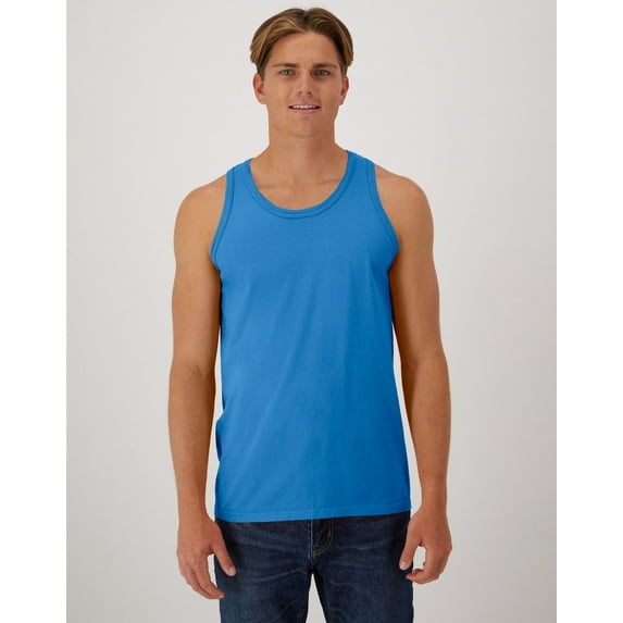 Hanes Unisex Garment Dyed Cotton Tank Summer Sky Blue XL