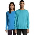 thumbnail image 1 of Hanes Long Sleeve Cotton T-Shirt Unisex Garment Dyed Tee Crewneck Cotton, 1 of 7
