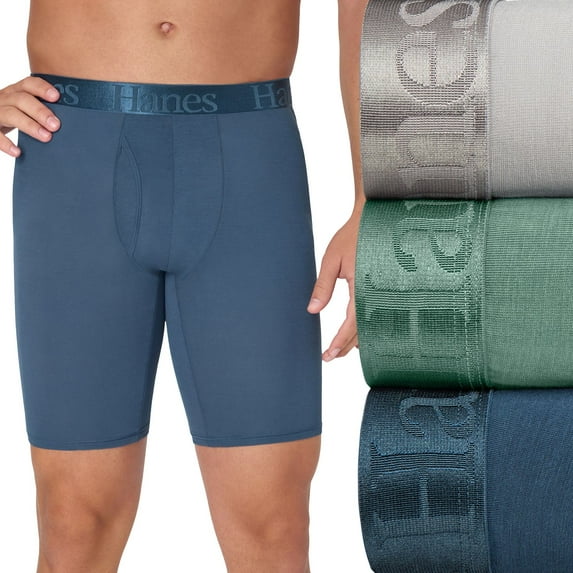 Men's Hanes® Originals 3-Pack Ultimate SuperSoft Boxer Briefs with Total Support Pouch Color: Blue Size: S