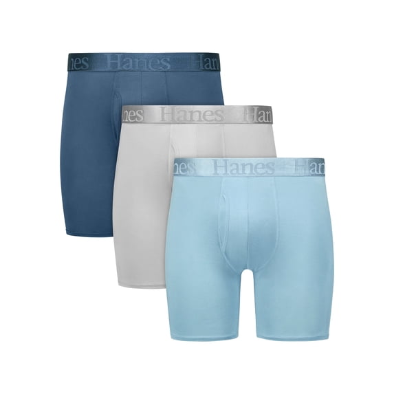 Hanes Originals Ultimate Men's SuperSoft Boxer Brief Underwear, Total Support Pouch, Assorted, 3-Pack 2XL