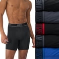 thumbnail image 1 of Hanes Moves Ultimate 4+1 Bonus Pack Men's Anti-Chafe Boxer Brief Underwear Total Support Pouch X-Temp 6" Color: Black Grey Blue Size: S, 1 of 4