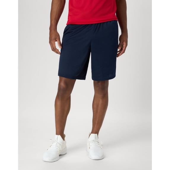 Hanes Sport Men's Mesh Athletic Shorts with Pockets, 9" Navy L