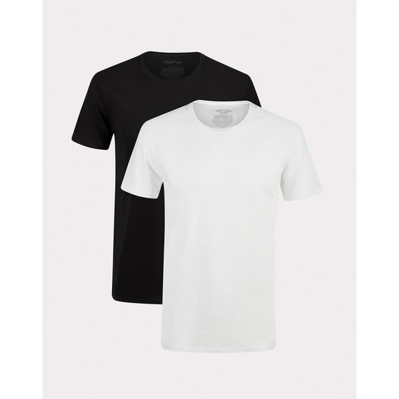 Hanes Originals Ultimate Men's Crewneck T-Shirt, Slim Fit, 2-Pack White/Black L