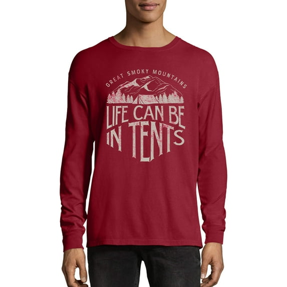 Men's Hanes Smoky Mountains "Life In Tents" Long Sleeve Graphic Tee