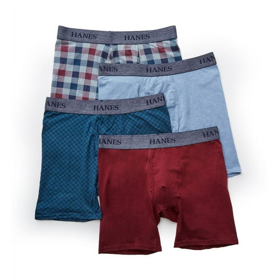 Men's Hanes U9BBA4 Stretch Assorted Boxer Briefs - 4 Pack (Assorted M)