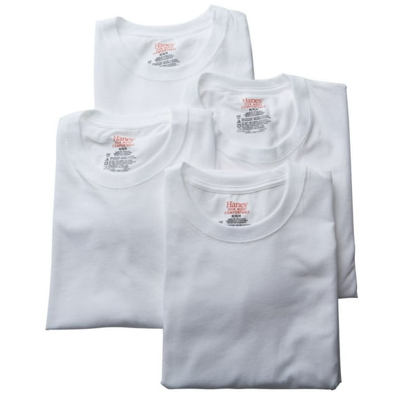 Men's Hanes U9T1W4 Stretch Crew T-Shirts - 4 Pack (White M)