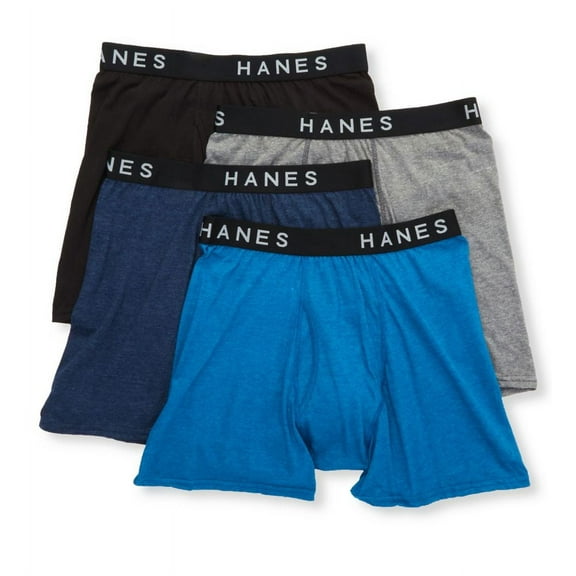 Men's Hanes UBBBA4 Ultimate Comfortblend Boxer Briefs - 4 Pack (Black/Grey Assorted XL)