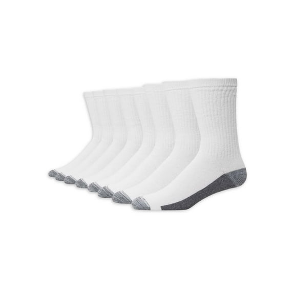 Men's Hanes ULC188 Ultimate Fresh IQ X-Temp Crew Socks - 8 Pack (White 6-12)