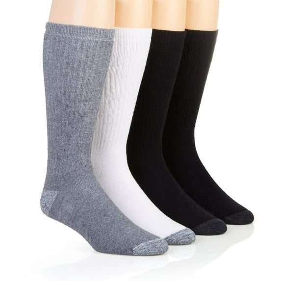 Men's Hanes ULC188 Ultimate Fresh IQ X-Temp Crew Socks - 8 Pack (white/black/grey 6-12)