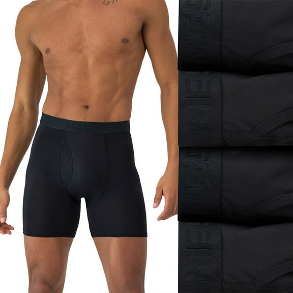 Men's Hanes® Ultimate 4-Pack Comfort Sport Performance Stretch Boxer Brief Underwear Color: Black Size: XL