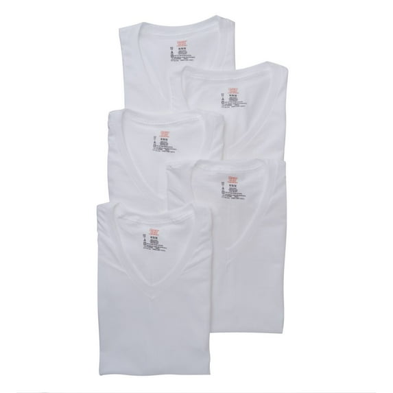 Men's Hanes Y777P5 Platinum V-Neck T-Shirts - 5 Pack (White XL)