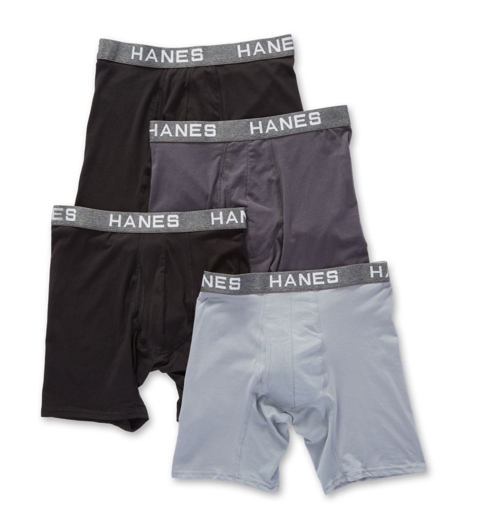 Men's Hanes YFBBB4 Platinum ComfortFlex Fit Boxer Briefs - 4 Pack (Black/Grey Assorted L) - image 1 of 1