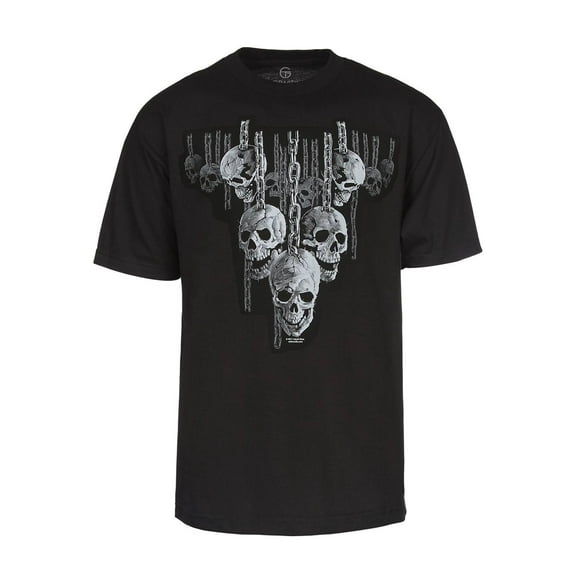 Men's Hanging Out Skulls in Chains Short-Sleeve T-Shirt, Black XL