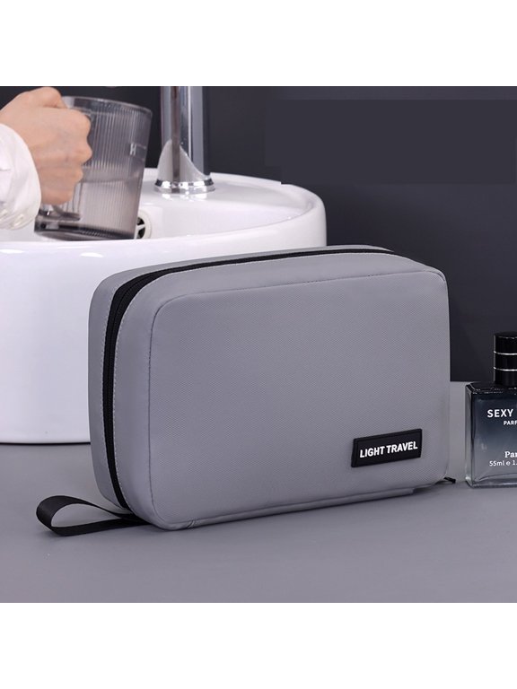 Men's Hanging Water Resistant Travel Toiletry Bag, Multi Compartment Foldable Shaving Dopp Kit
