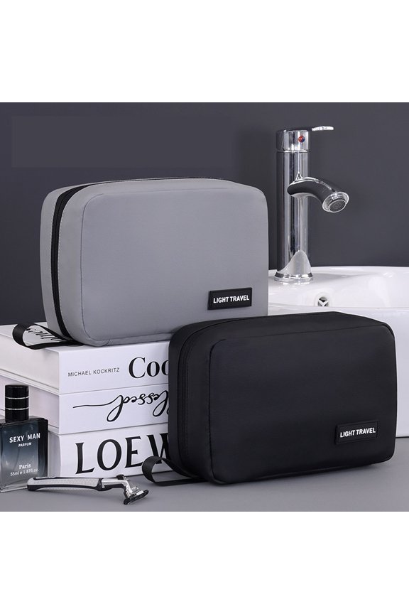 Men's Hanging Water Resistant Travel Toiletry Bag, Multi Compartment Foldable Shaving Dopp Kit