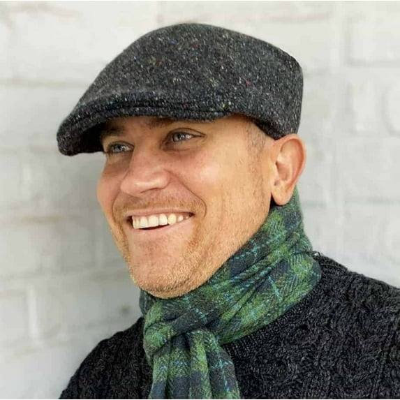 Men's Hanna Tweed Flat Cap for Men- Gray, XL