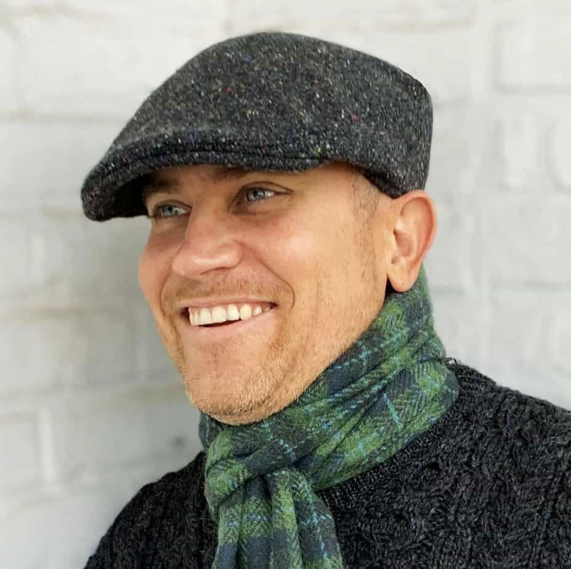 Men's Hanna Tweed Flat Cap for Men, Gray, Small 