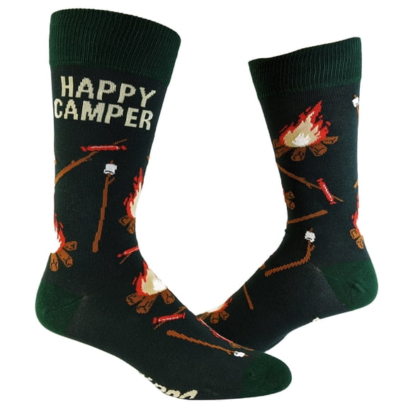 Men's Happy Camper Socks Funny Outdoor Adventure Hiking Vintage Novelty Footwear