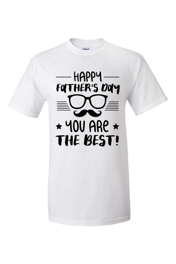 Men's Happy Father's Day Glasses Mustache You Are The Best Short Sleeve T-shirt-White-small