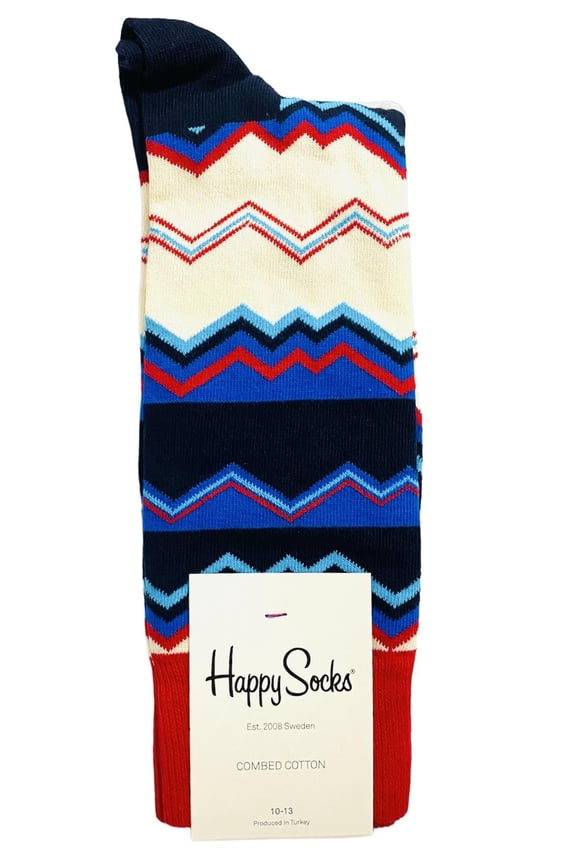Men's Happy Socks Zigzag Pattern Socks - Blue