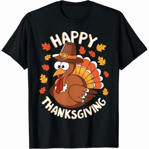 Men's Happy Thanksgiving Turkey Graphic T-Shirt Fall Holiday Tee