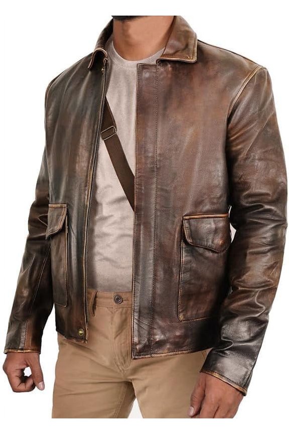 Men’s Harrison Ford Brown Vintage Leather Jacket