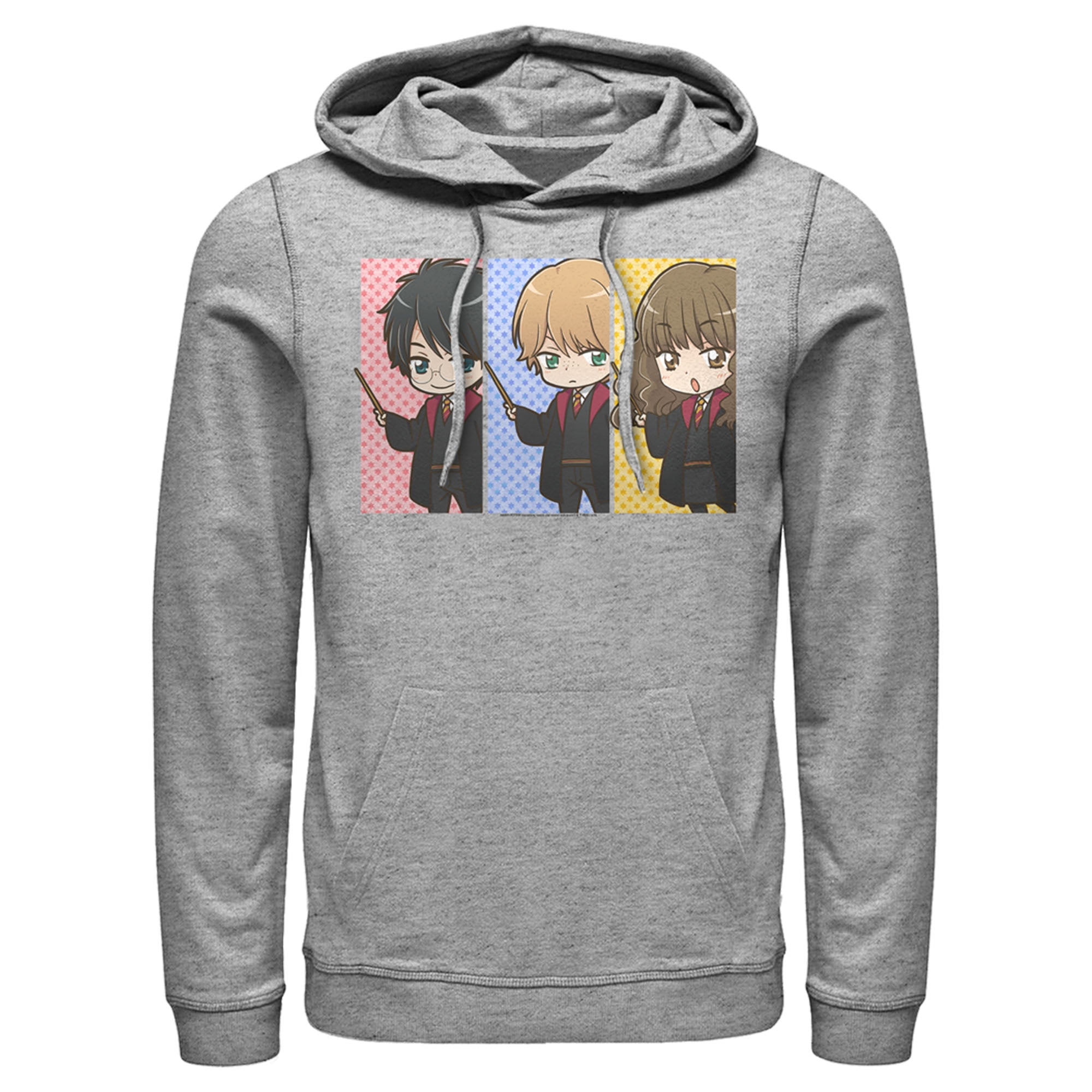 Men s Harry Potter Anime Best Friends Pull Over Hoodie Athletic Heather 2X Large
