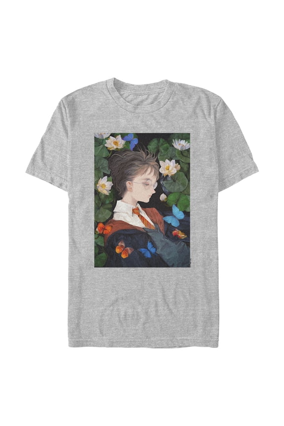 Men's Harry Potter Artistic Harry in Lily Pads Graphic Tee Athletic Heather Small