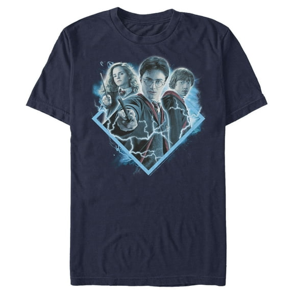 Men's Harry Potter Best Friend Magic Trio  Graphic Tee Navy Blue Medium