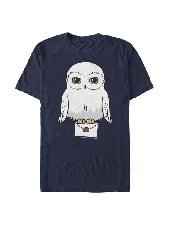 Men's Harry Potter Cartoon Hedwig Letter Graphic Tee Navy Blue 3X Large