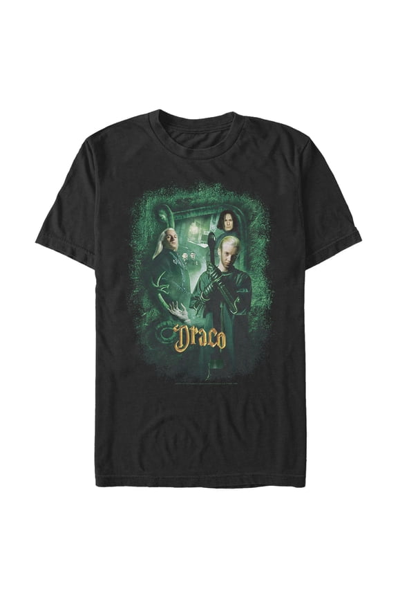 Men's Harry Potter Chamber Of Secrets Draco Portrait Graphic Tee Black Medium