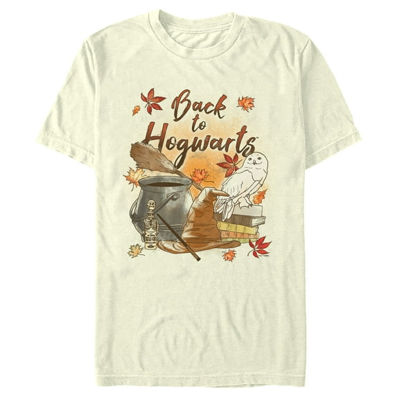 Men's Harry Potter Chamber of Secrets Hedwig Back to Hogwarts Graphic Tee Beige 3X Large