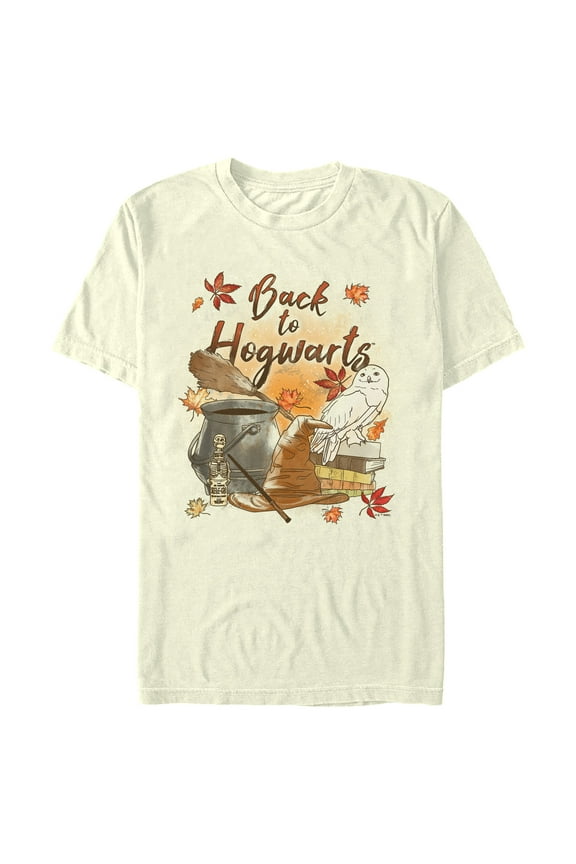 Men's Harry Potter Chamber of Secrets Hedwig Back to Hogwarts Graphic Tee Beige Large