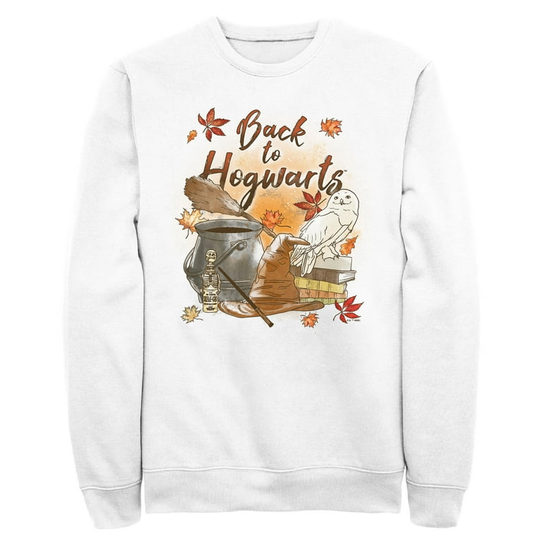 Men s Harry Potter Chamber of Secrets Hedwig Back to Hogwarts Sweatshirt White Small