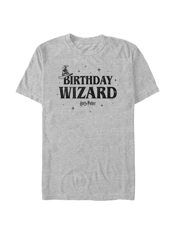 Men's Harry Potter Distressed Birthday Wizard Graphic Tee Athletic Heather Large