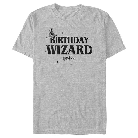 Men's Harry Potter Distressed Birthday Wizard Graphic Tee Athletic Heather Medium
