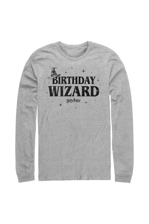 Men's Harry Potter Distressed Birthday Wizard Long Sleeve Shirt Athletic Heather Medium