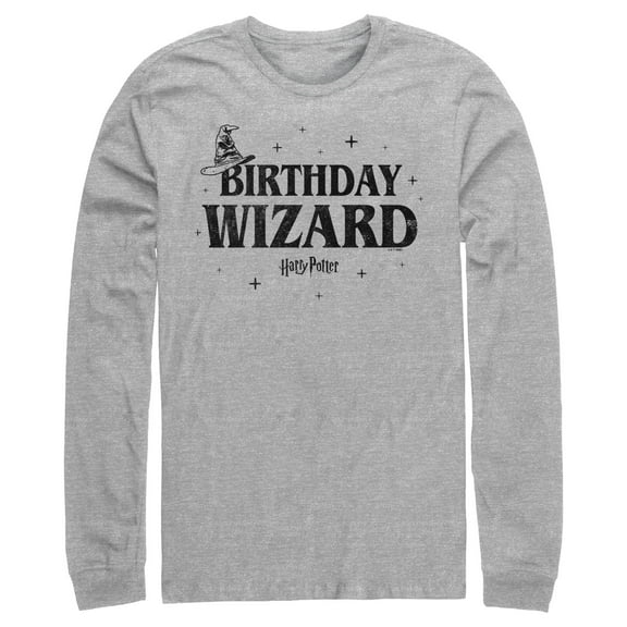 Men's Harry Potter Distressed Birthday Wizard  Long Sleeve Shirt Athletic Heather Small
