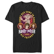 Men's Harry Potter Dobby Has Come to Save Cartoon Graphic Tee Black Small