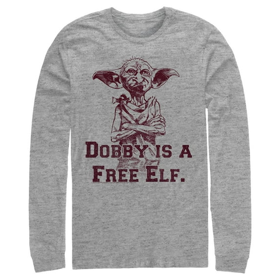 Men's Harry Potter Dobby is a Free Elf Long Sleeve Shirt Athletic Heather Large