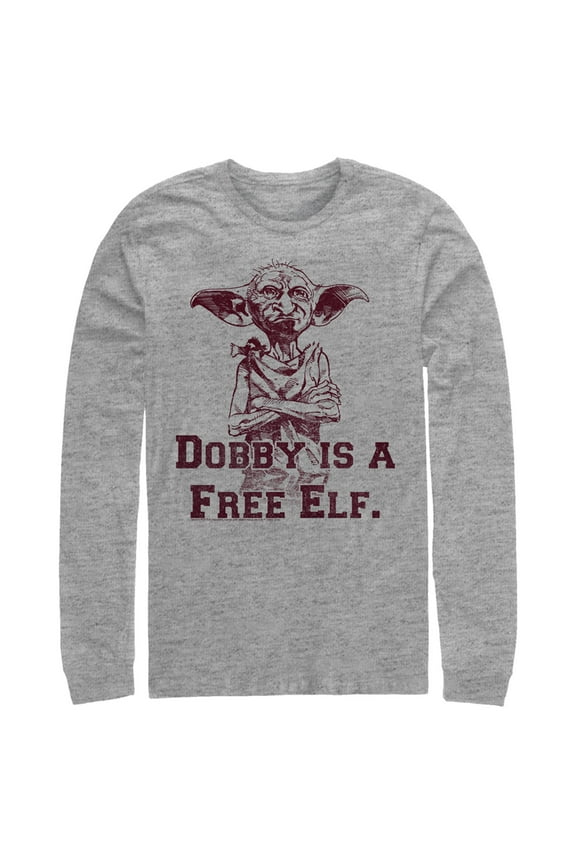 Men's Harry Potter Dobby is a Free Elf Long Sleeve Shirt Athletic Heather X Large