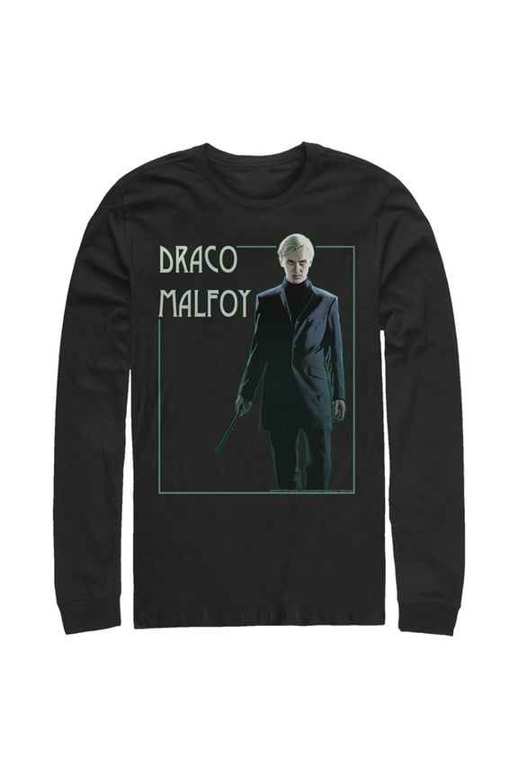 Men's Harry Potter Draco Malfoy Simple Framed Portrait Long Sleeve Shirt Black Medium