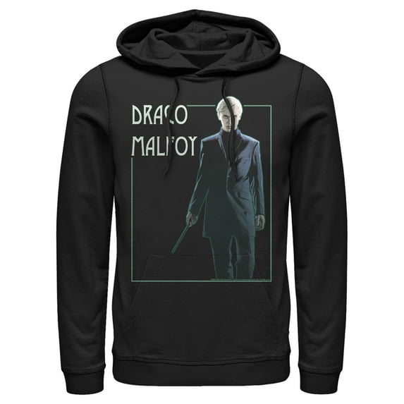 Men's Harry Potter Draco Malfoy Simple Framed Portrait Pull Over Hoodie Black Small