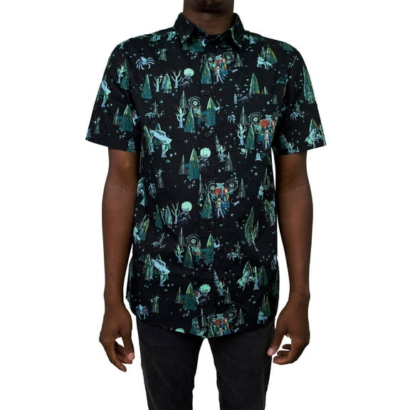 Men's Harry Potter Chamber of Secrets Forbidden Forest Pattern Button Down Shirt